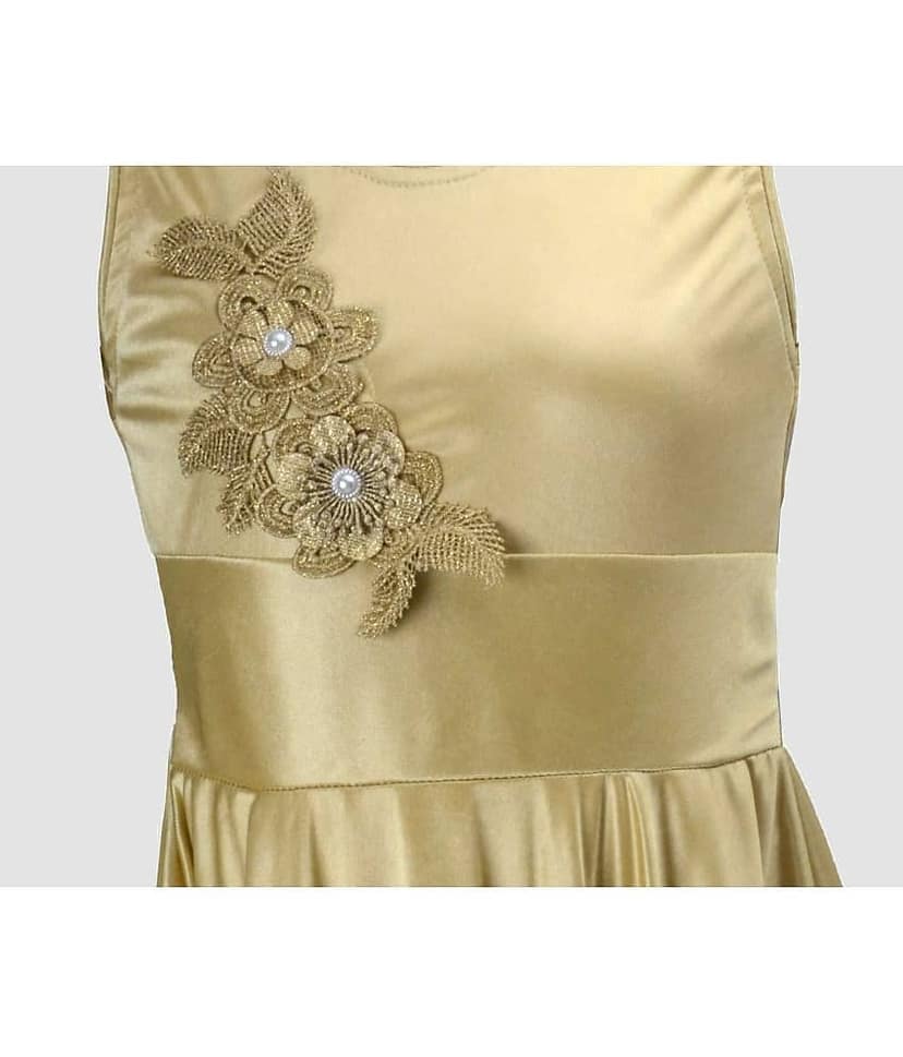 9stiches - Gold Lycra Girls Frock ( Pack of 1 ) view 2
