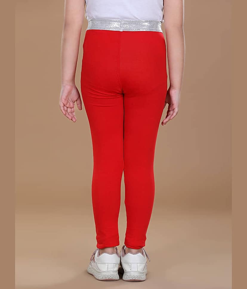 StyleStone Pack of 1 Girls Lycra Leggings ( Red ) view 2