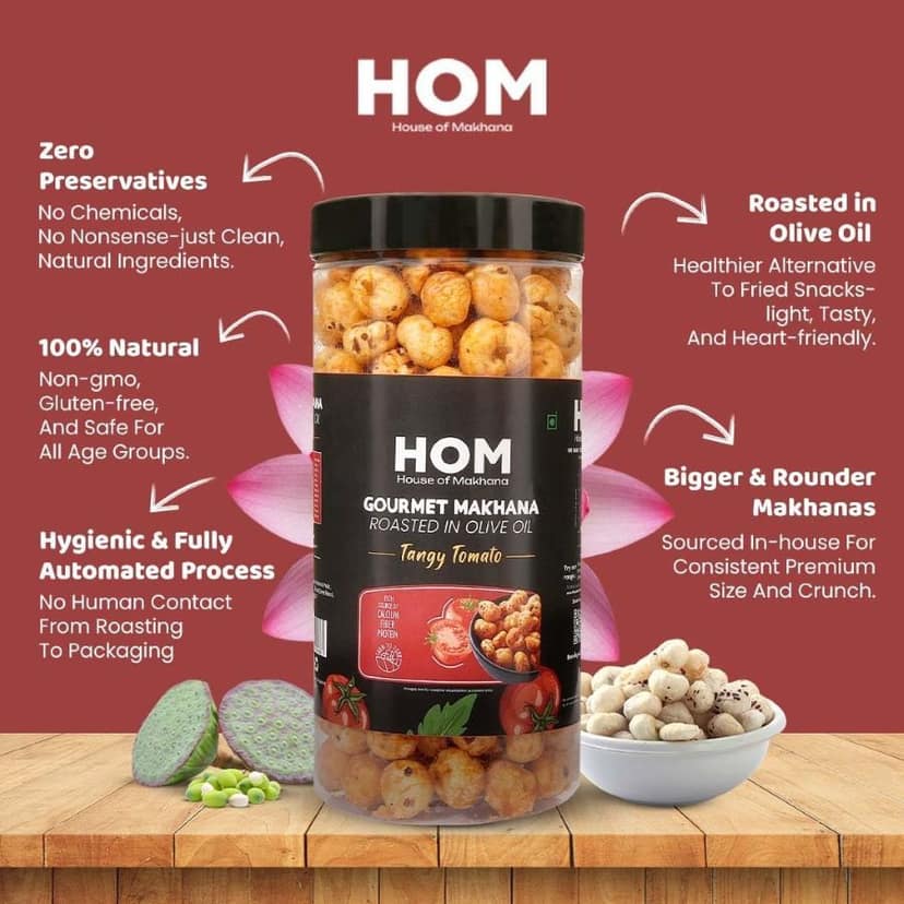 GOURMET MAKHANA Roasted in Olive Oil | Flavors Tangy Tomato, Pudina Masala, Himalayan Salt and Pepper | Combo Of 3, 65g Each. - 195 gm view 6
