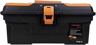 Taparia PTB16 Compact Plastic Tool Box with Organizer (Orange and Black)