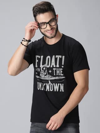 Cotton Graphic Black Round Neck