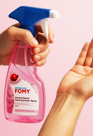 Intercorp Fomy 75% Isopropyl Alcohol-based Hand Rub Sanitizer and Disinfectant Spray - 500ml (Pomegranate)