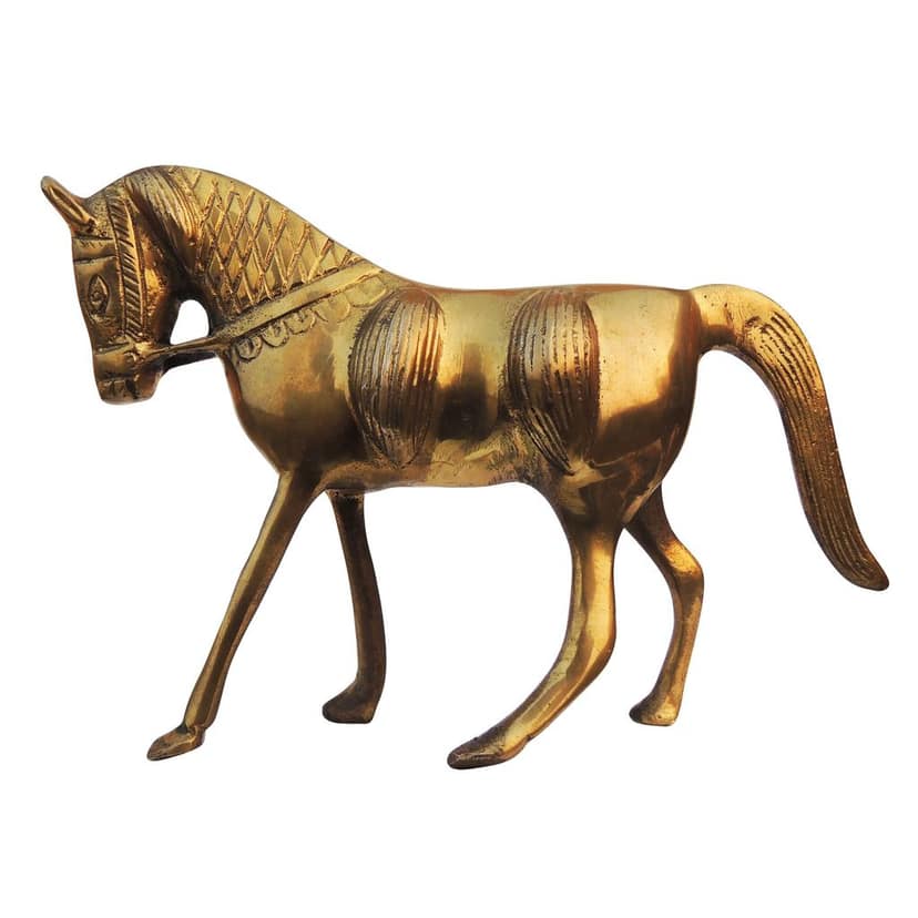 Traditional Brass Horse Statue | Decorative Brass Horse Showpiece for Living Room, Height : 5.2 Inch (ANMAS075 A) view 2