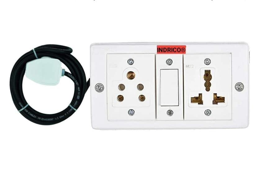 INDRICO? Extension Board with Long Wire 2 Universal & Normal Socket 1 Switch 6 Amp (White)