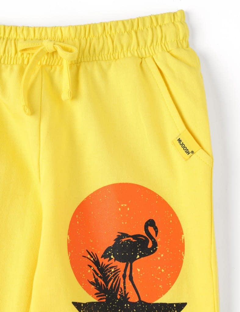 Girls Capri Pants Cotton French Terry Blazing Yellow Miami Beach view 3