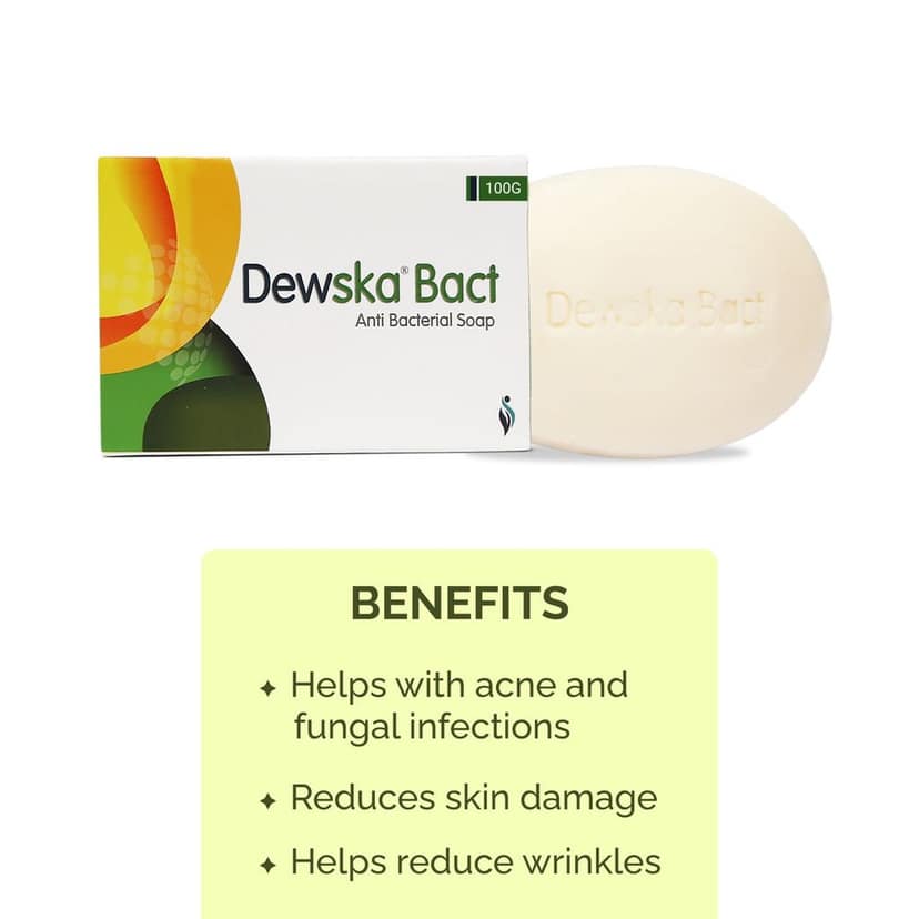 Dewska Bact Anti Bacterial, Anti Acne Moisturizing Bathing Bar, Rich in Tea Tree Oil, Turmeric Oil, Aloe, and Shea Butter Moisturizer Prevent Fungal and Acne Breakout 100gm view 5