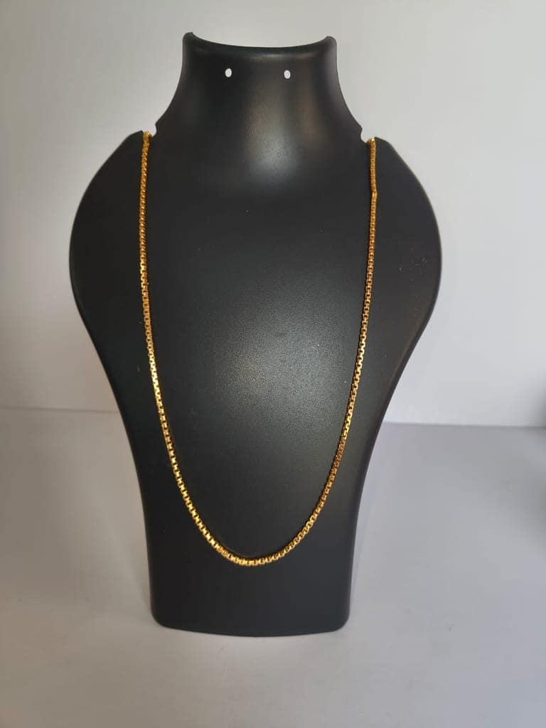 **Product Title:**Gold plated Box Chain Necklace for Men and Women, 18 Inches view 2