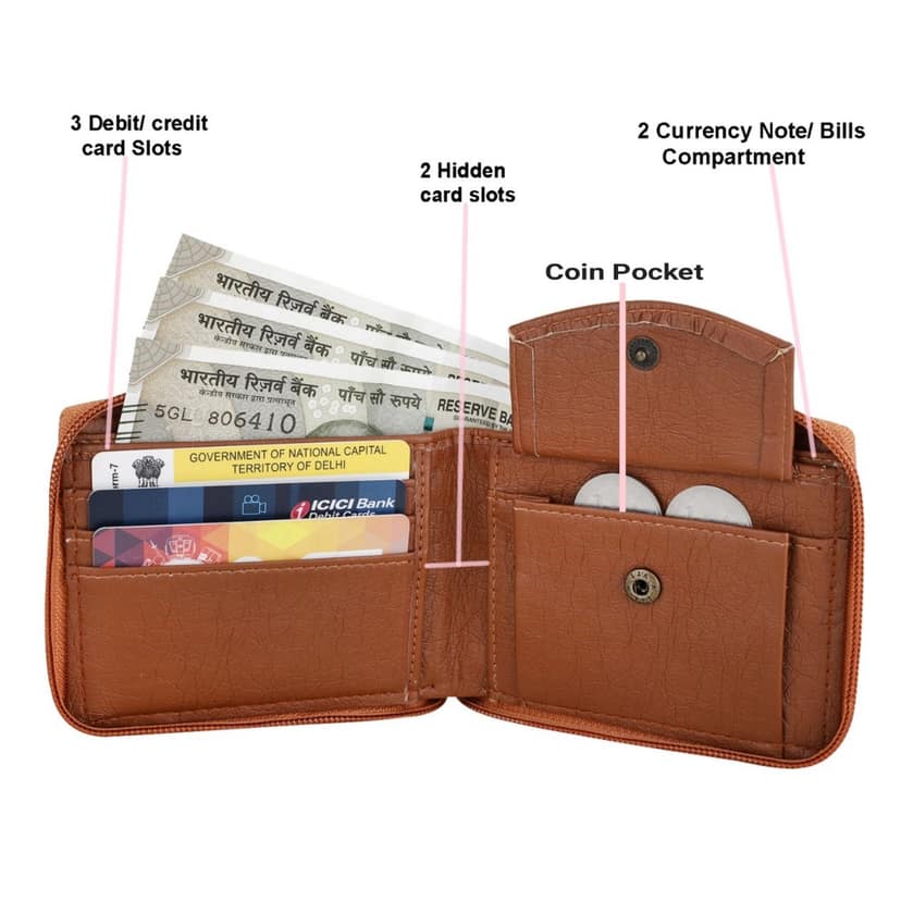 ZOSTER Tan Vegan Leather Wallet for Men & Women - Stylish and Sustainable Wallet view 2