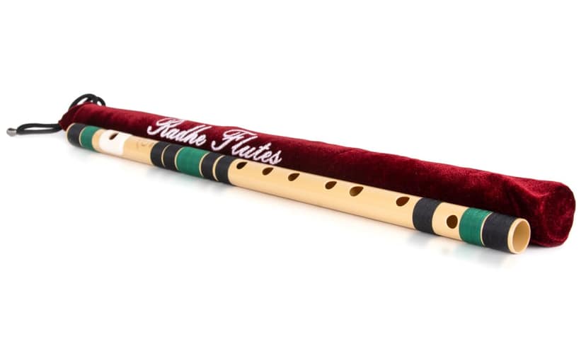 Radhe Flutes | Right Handed C Natural With Velvet Cover | Tuned With Tanpura A=440Hz | PVC Fiber | Black & Dark Green view 2