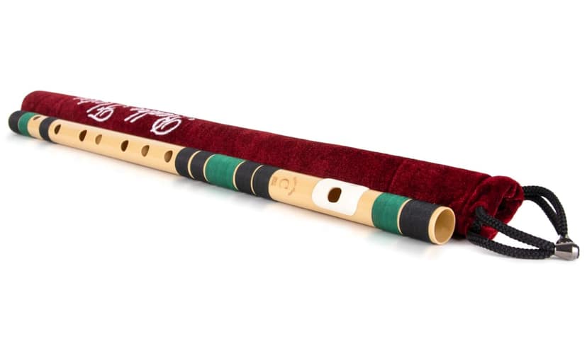 Radhe Flutes | Right Handed C Natural With Velvet Cover | Tuned With Tanpura A=440Hz | PVC Fiber | Black & Dark Green view 3