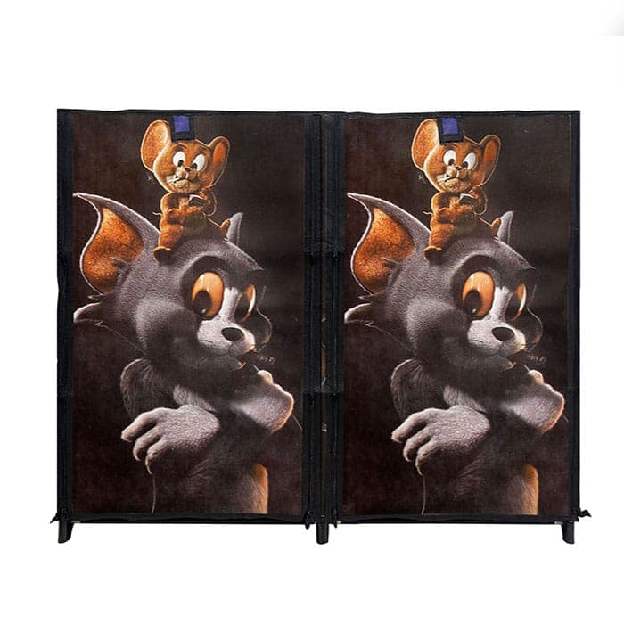 Philoshop 8 Layer Tom & Jerry Cartoon Print Shoe Rack with Dustproof Fabric Cover – Fun & Spacious Kids Shoe Organizer