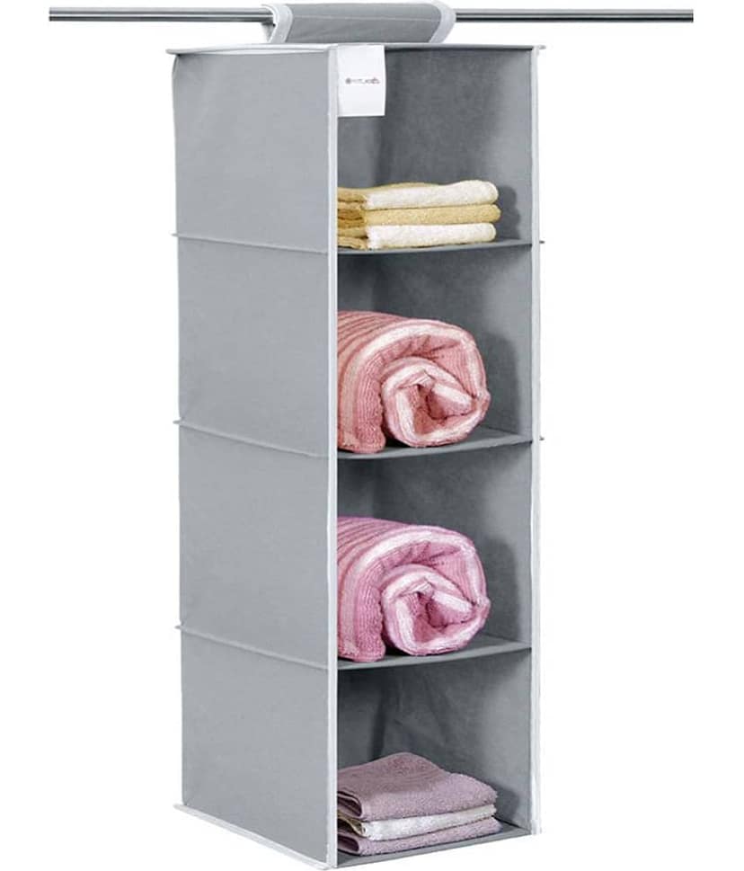 PrettyKrafts Hanging 4 Shelves Wardrobe Organiser