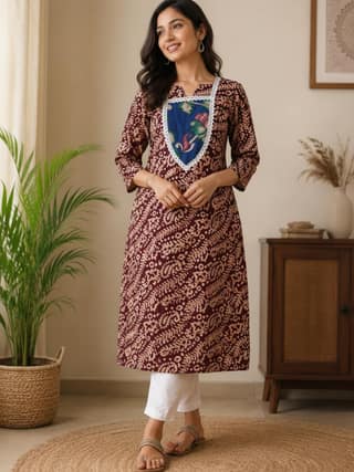 Cotton Kurti 3/4 Sleeves-XL