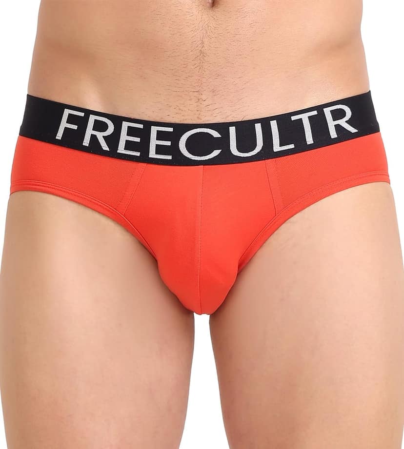 Freecultr Men's Underwear Organic Cotton (Ultrasoft Waistband) Premium Snug-Fit Brief Pack of 1-Coral