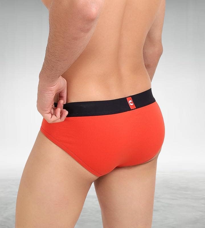 Freecultr Men's Underwear Organic Cotton (Ultrasoft Waistband) Premium Snug-Fit Brief Pack of 1-Coral view 5