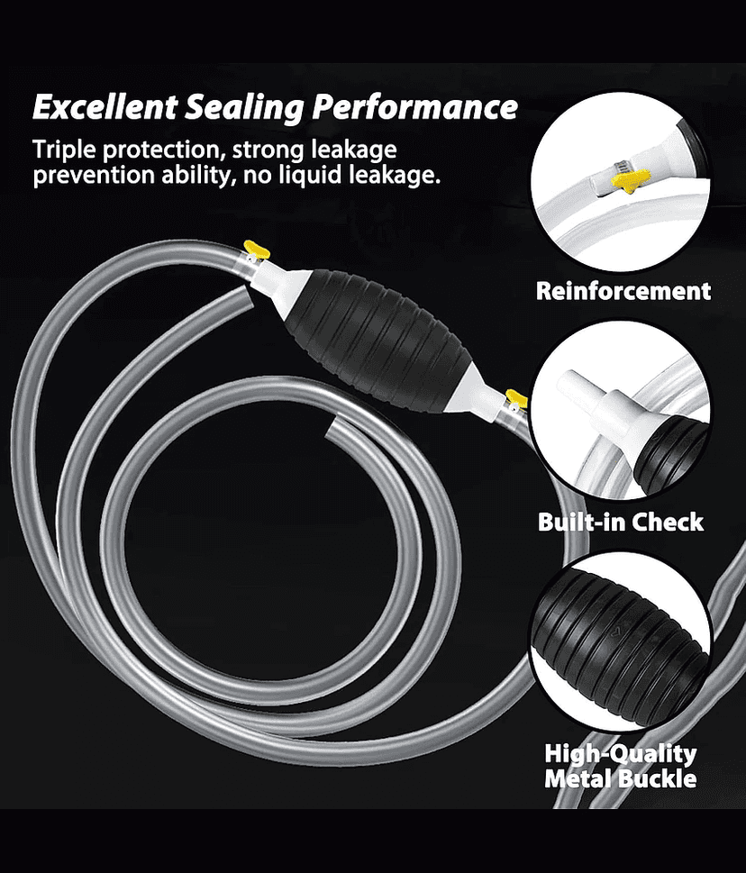 Fuel Transfer Pump Kit - Tank Sucker Latest High Flow Hand Pump Portable Manual Car Fuel Transfer Pump with 2M Hose for Water Fish Tank (2 M) view 2