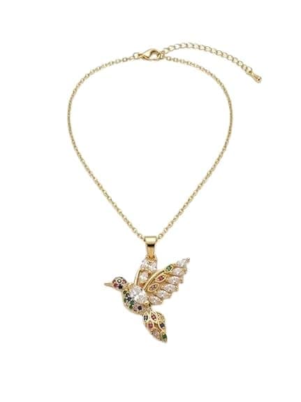 GemGleam - Crystal Pendant Chain Necklace, Hypoallergenic, Anti-Tarnish, Gift Gold Plated Chain with Locket for Women, Waterproof - Anti-Tarnish, Skin Friendly, Lightweight - Gift for Wife, Girlfriend, Friend (Humming bird Crystal)