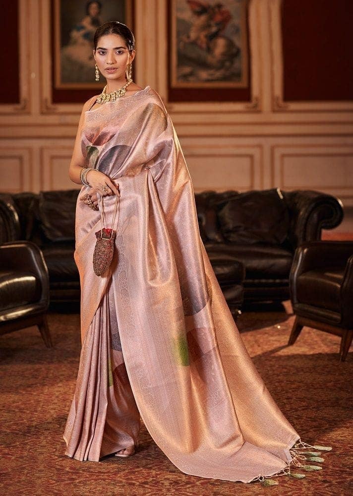 Woven Art Silk Jacquard Saree in Light Purple