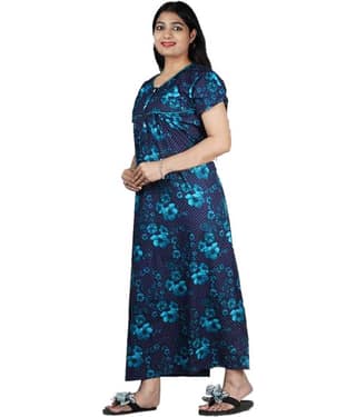 Favnic Cotton Nighty & Night Gowns - Blue
