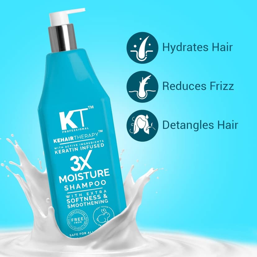 KT Professional 3X Moisture Shampoo for Dry Hair, Hydrates & Smooths Dry Hair - 1000ml view 3