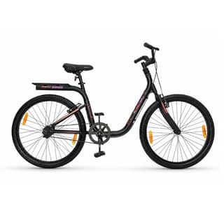 Steed Ashva Colt Plus 26" Belt Drive City Bike | Zero Maintenance Chainless Commuter Cycle with V-Brakes & 2.2 Gear Ratio (Black & Orange)