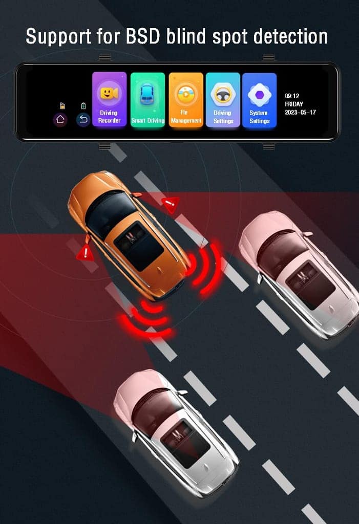 AUSHA Professional 4K Dash Cam with GPS | SONY Sensor, Parking Assist & ADAS view 4