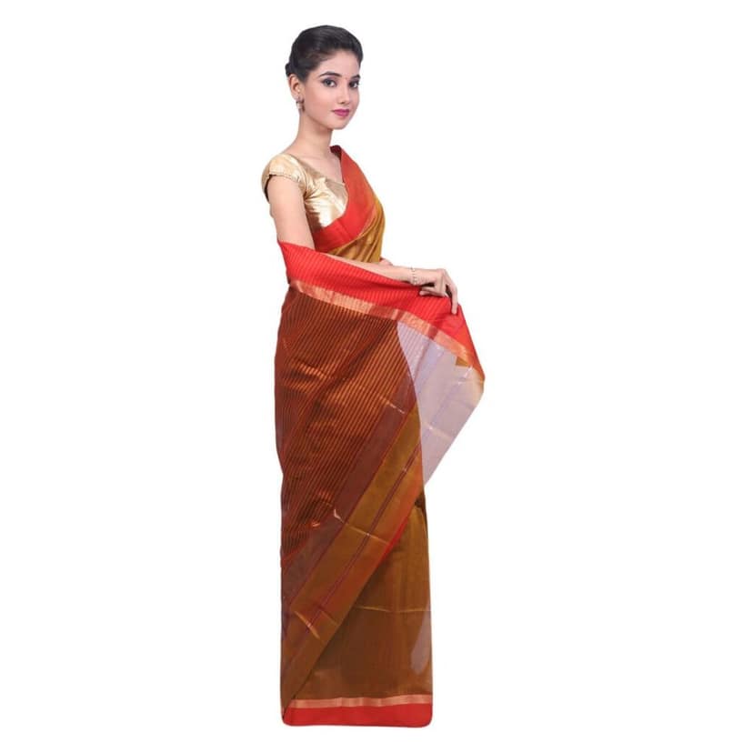 HANDLOOM MAHESHWARI TRADITIONAL SAREE WITH BLOUSE (SKU - 3S0114030422 SAREE- 140) view 3
