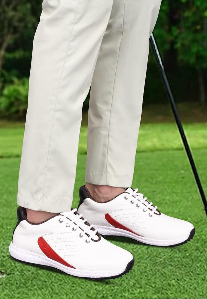 HITCARO Men Genuine Leather Lace-up Professional 100% Waterproof Premium Gold Golf Shoes view 3