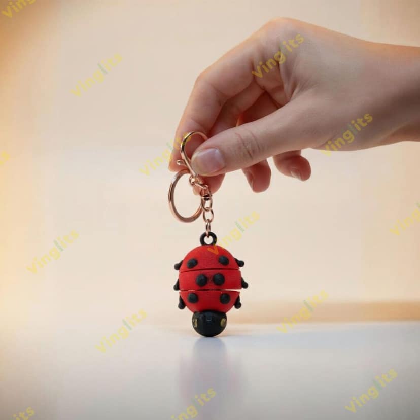 Vinglits Bugsy & Scaly 3D Printed Keychains – Articulated Animal Toys, Pocket-Friendly Keyrings, Stress Relief Desk Toys for Kids & Adults, Collectible Accessories (Ladybug - Scarlet, Medium) view 3