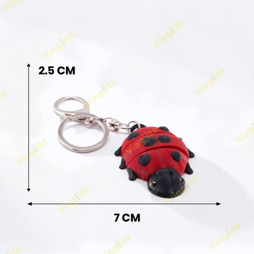 Vinglits Bugsy & Scaly 3D Printed Keychains – Articulated Animal Toys, Pocket-Friendly Keyrings, Stress Relief Desk Toys for Kids & Adults, Collectible Accessories (Ladybug - Scarlet, Medium) view 4