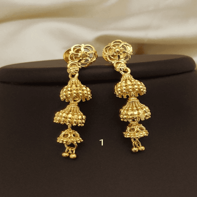 Earrings Jhumkhas Gold Jhumka Charming Women's and Girls (RK_JE-1) & Gold Plated Earrings for Women's & Girls (RK_G-1,G-9) (COMBO PACK OF 3 PAIRS) view 2