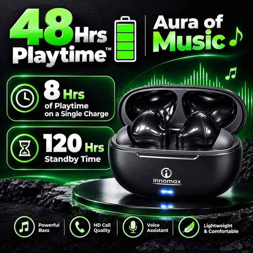 innomax TWS Earbuds with 48 Hrs Playtime Black view 3
