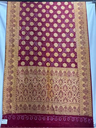 Kala Sanskruti All Over Maroon Color Dupion Silk Bandhani Saree 6.5M with Blouse Piece Elegant Traditional Wear Bridal Saree for Women