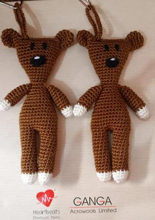 Sakha Crochet Bear Keychain Brown White