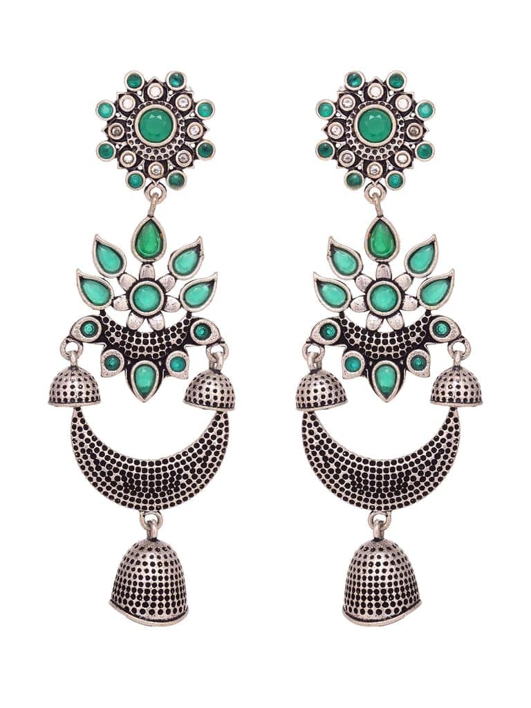 Silver Plated Oxidised Drop Earrings view 4
