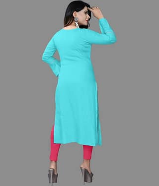 haya fashion - Turquoise Rayon Women's Straight Kurti ( Pack of 1 )