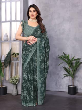 Floral Printed Georgette Saree