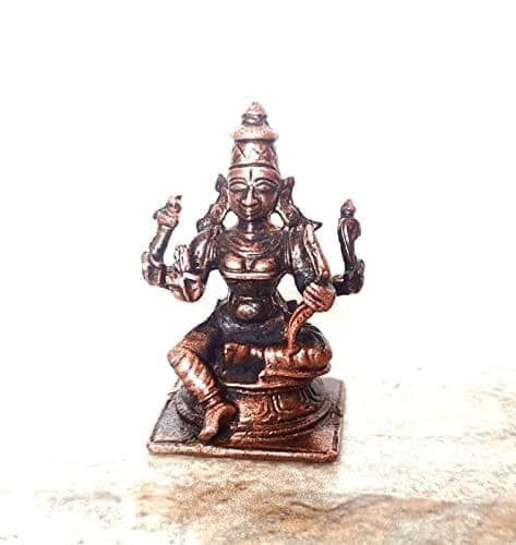 Searchers Paradise - Copper Idols Raja Rajeshwari ,1.6 inches, Copper Handmade 50 Grams, Patina Antique Finish, Pack of 1 Piece