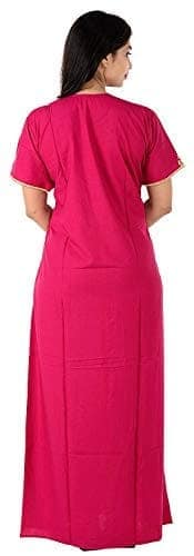 VALENCIA SLEEPWEAR lissybissy Cotton Resham Embroidery Nighty Night Gown Maxi for Women A line (Pink) view 4