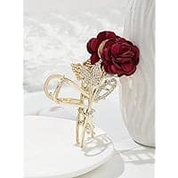 Elegant Gold Rose Metal Hair Claw