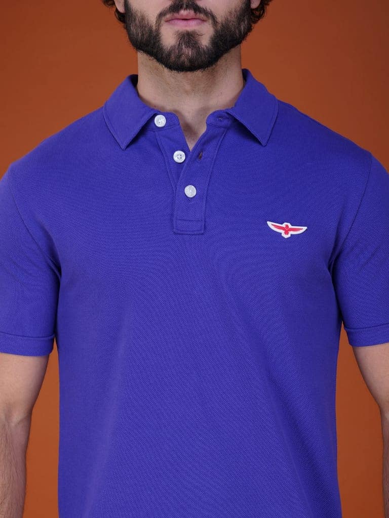 Solid Polo Shirt - PURPLE view 3
