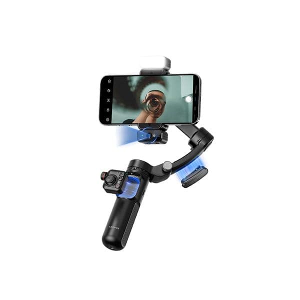 Lenyes LPH113 - AI Smart Phone Gimbal with Mic, 360 intelligent face recognition tracking, Multi-Person Tracking, 360 Pan Tracking, Built-in Tripod/Selfie Stick, iPhone/Android Portable Stabilizer (Black)