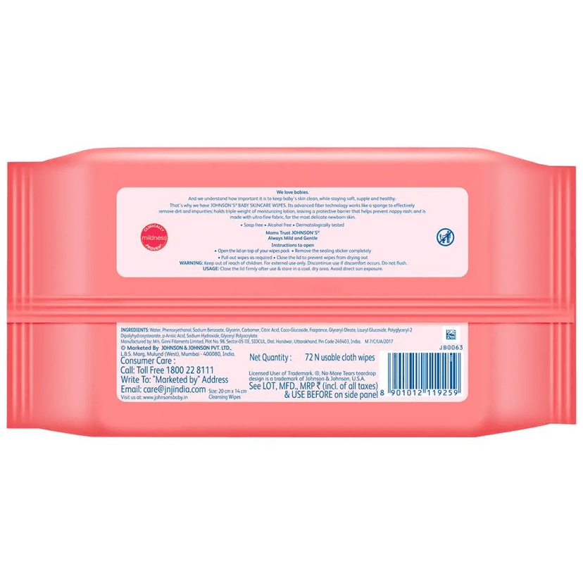 Johnson's Baby Skin Care Wipes 72 Pcs view 2