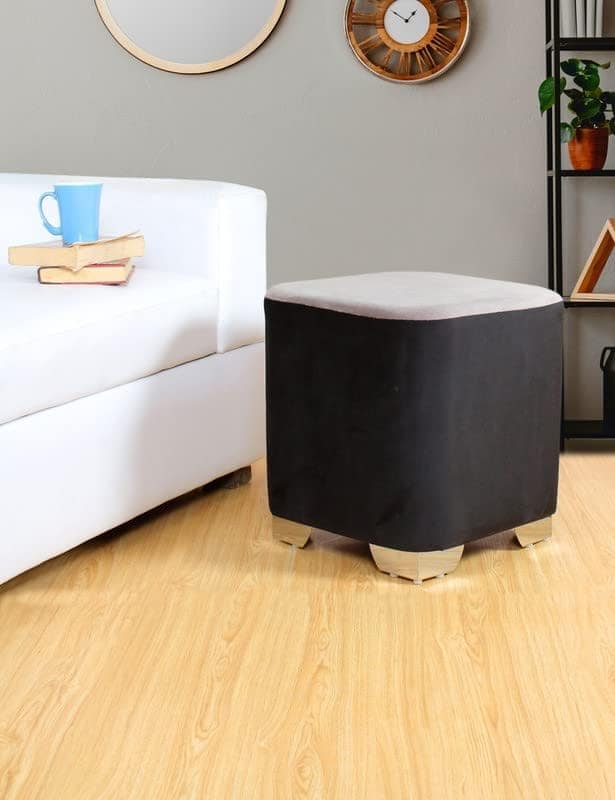 ShadowKart Sitting Stool Ottoman Pouffes for Living Room Sitting Bench Furniture Wooden Footrest Pouf Seat Puffy Foam Small Foot Stool for Office Home Decor, 16x16x18 Inch