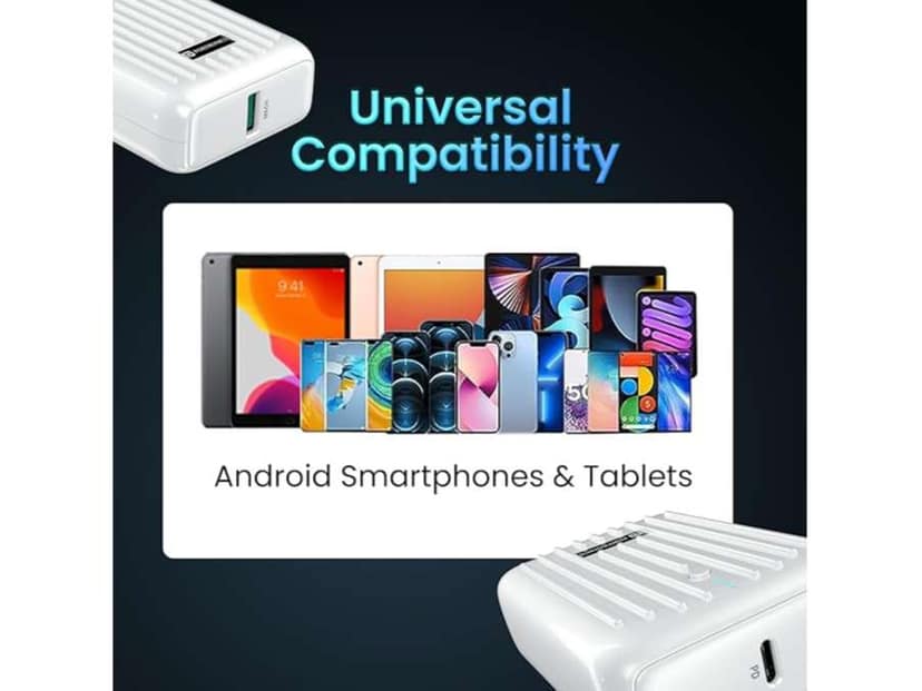 Portronics Zapcell 10K 10K Power Bank, 22.5W High-Speed Charging, Dual Output Ports, LED Battery Indicator - White view 4