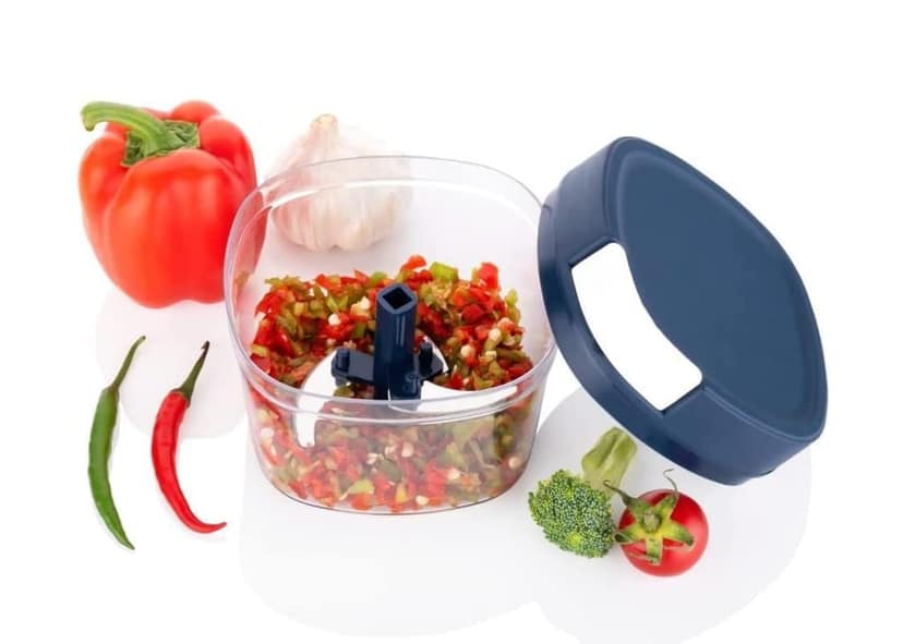 GLOBAL IMPEX Vegetable Hand Chopper with 3 Stainless Steel Blade and Whisker Multipurpose Vegetable Chopper, Dry Fruit and Onion Quick Chopper Machine for Kitchen view 2