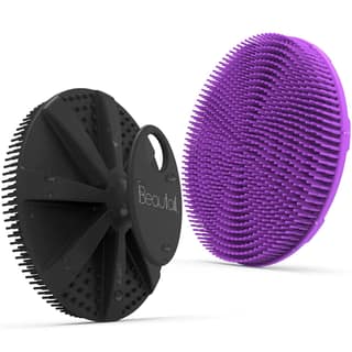 BEAUTAIL Silicone Body Scrubber 2 Pack, Shower Bath Scrubber, More Hygienic Than Traditional Loofah, Lather Nicely, Gentle Exfoliating Brush for Women Men Baby Sensitive Skin, Black+Purple | Hygienic Silicone Loofah, Easy-Grip Handle, Soft Bath Essential