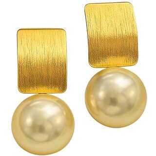 Kimti Gold Rectangular Pearl Stud Earring