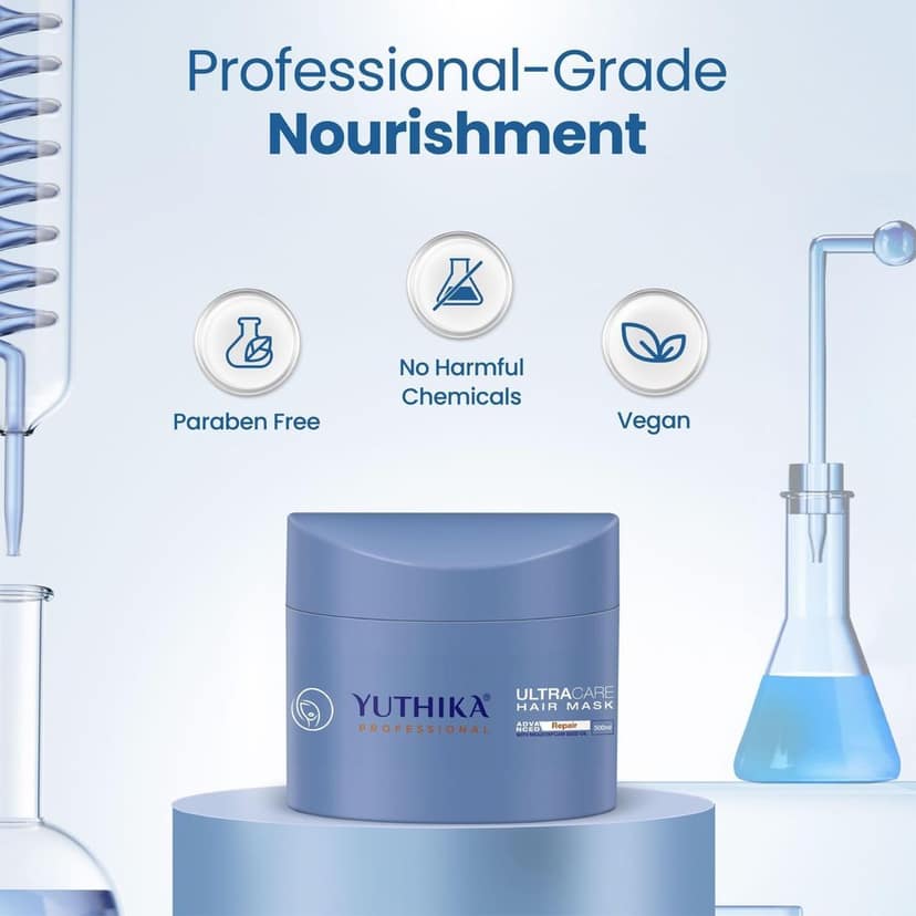 Yuthika Professional Ultra Care Hair Mask 500ml, Professional Hair Mask for Dull, Dry and Brittle hair, Advanced Hair Repair Mask view 7