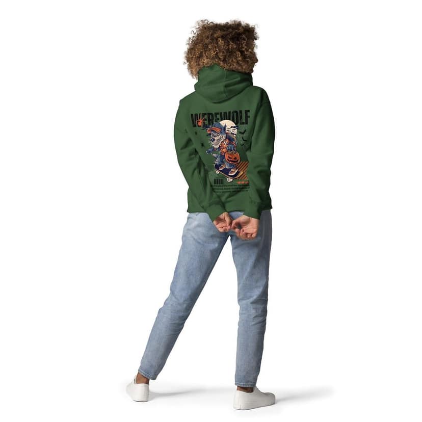 Clothikoo Premium Hoodie (Wolf Print, Bottle Green Colour) view 8